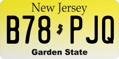 NJ license plate B78PJQ