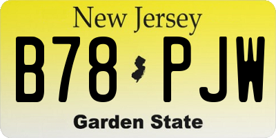 NJ license plate B78PJW