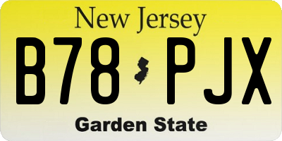 NJ license plate B78PJX