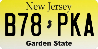 NJ license plate B78PKA