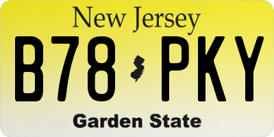 NJ license plate B78PKY