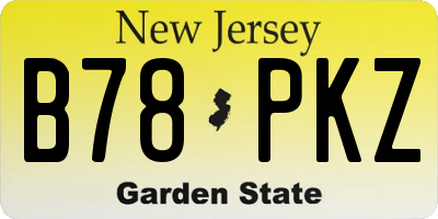 NJ license plate B78PKZ
