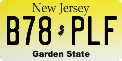 NJ license plate B78PLF