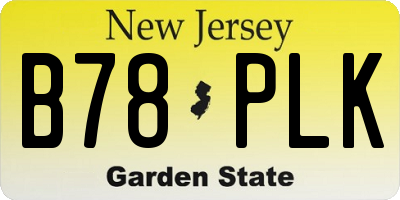 NJ license plate B78PLK