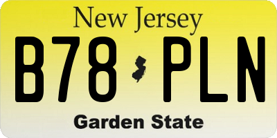 NJ license plate B78PLN