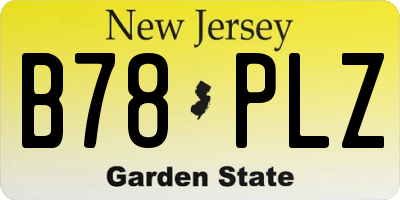 NJ license plate B78PLZ