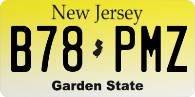 NJ license plate B78PMZ