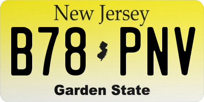 NJ license plate B78PNV