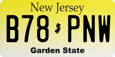 NJ license plate B78PNW