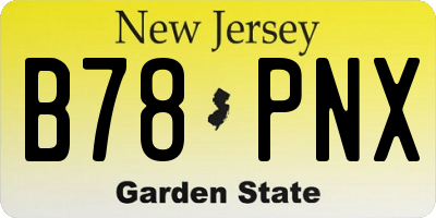 NJ license plate B78PNX