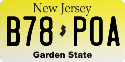 NJ license plate B78POA