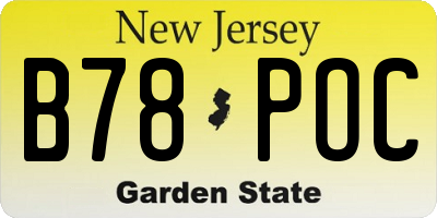 NJ license plate B78POC