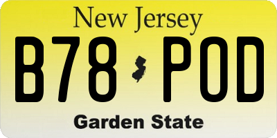 NJ license plate B78POD