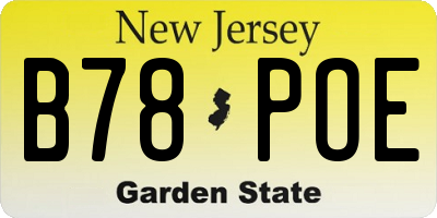 NJ license plate B78POE