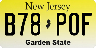 NJ license plate B78POF