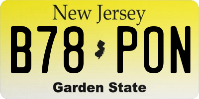 NJ license plate B78PON