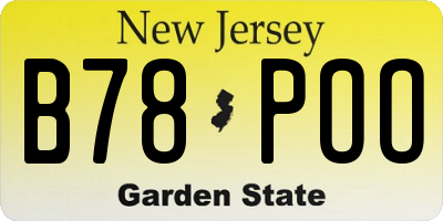 NJ license plate B78POO