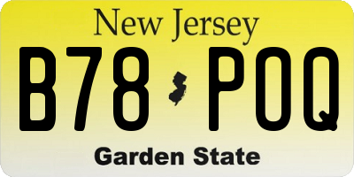NJ license plate B78POQ