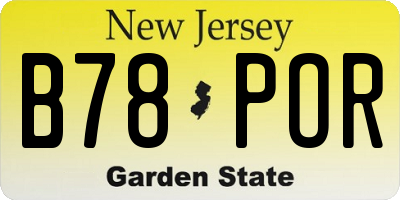 NJ license plate B78POR