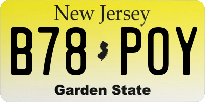 NJ license plate B78POY