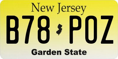 NJ license plate B78POZ