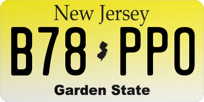 NJ license plate B78PPO