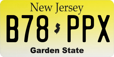 NJ license plate B78PPX