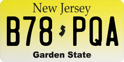 NJ license plate B78PQA
