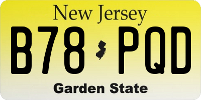 NJ license plate B78PQD