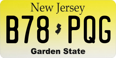 NJ license plate B78PQG