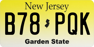 NJ license plate B78PQK