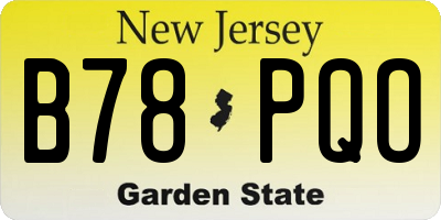 NJ license plate B78PQO