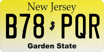 NJ license plate B78PQR