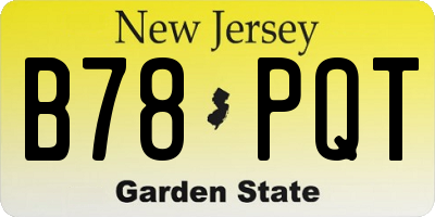 NJ license plate B78PQT
