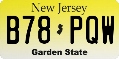 NJ license plate B78PQW
