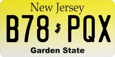NJ license plate B78PQX