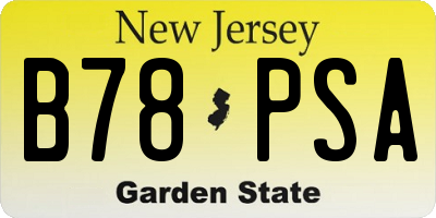 NJ license plate B78PSA