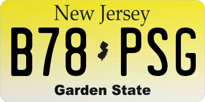 NJ license plate B78PSG