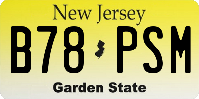 NJ license plate B78PSM