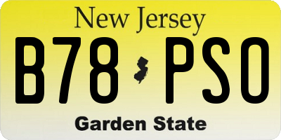 NJ license plate B78PSO