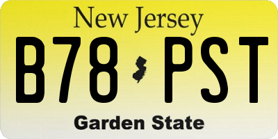 NJ license plate B78PST