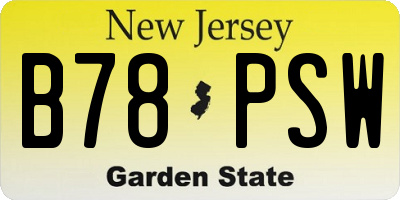 NJ license plate B78PSW