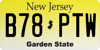 NJ license plate B78PTW
