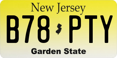 NJ license plate B78PTY