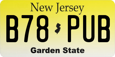 NJ license plate B78PUB
