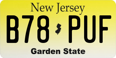 NJ license plate B78PUF