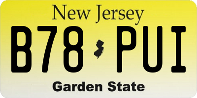 NJ license plate B78PUI