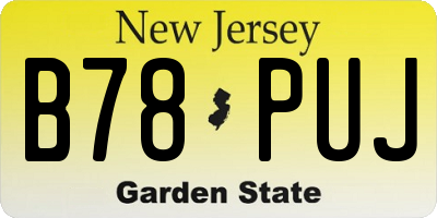 NJ license plate B78PUJ