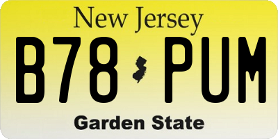 NJ license plate B78PUM