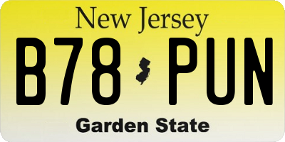 NJ license plate B78PUN